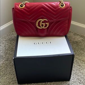 Gucci Small Matelasse Marmont Bag Red